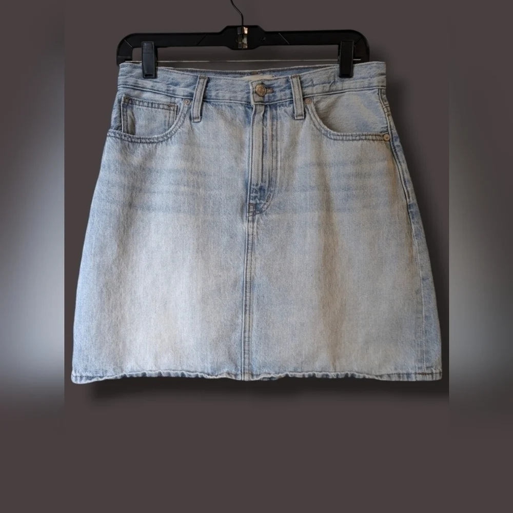 Madewell Light Wash Denim High Rise A-Line Mini Skirt Preppy Classic Essential